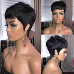 Load image into Gallery viewer, Pixie Short Cut Bob Wig With Natural Bangs Wave Wavy Human Hair Wig Brazilian Straight Wig For Women No Lace Front Wigs
