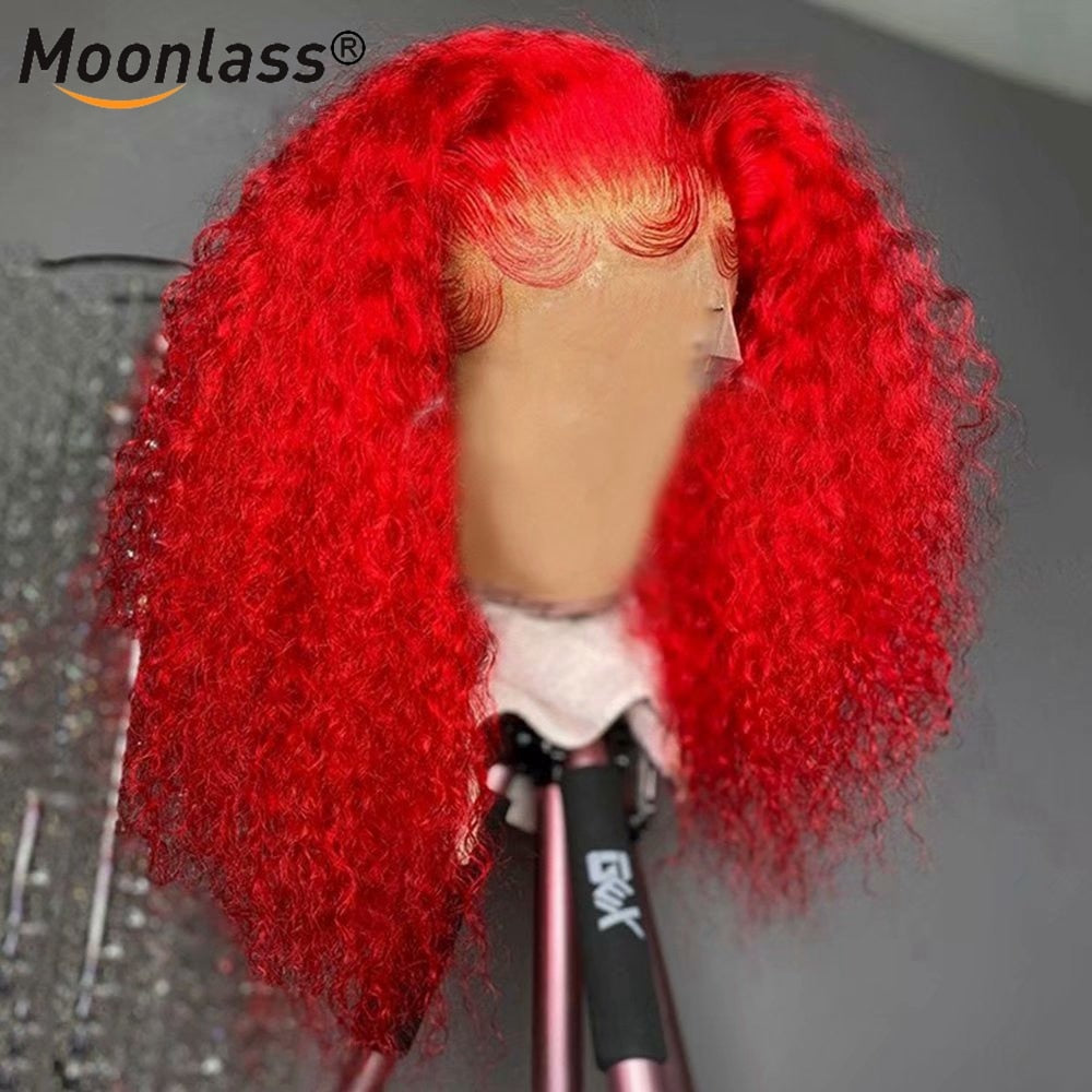 HGM Kinky Curly 13x4 HD Lace Frontal Wig Blue Orange Colored Brazilian Curly Human Hair Wig Lace Front Human Hair Wigs For Women 180