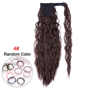 HGM 20'' Synthetic Ponytail Hair pieces Heat Resistant Fiber Straight Ribbon Clip In Hair Extension 21 colors
