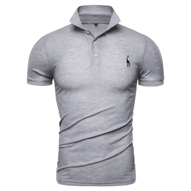 Mens Casual Deer Embroidery Cotton Polo shirt Men Short Sleeve High Quality polo men