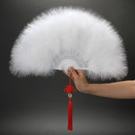 Load image into Gallery viewer, Feather Folding Fan Japanese Sweet Fairy Girl Court Dance Hand Fan Wedding Party Decoration
