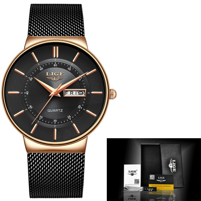 Women Watches Luxury Brand Ultra-thin Calendar Week Quartz Watch Ladies Clocks Mesh Stainless Steel Waterproof Reloj Mujer
