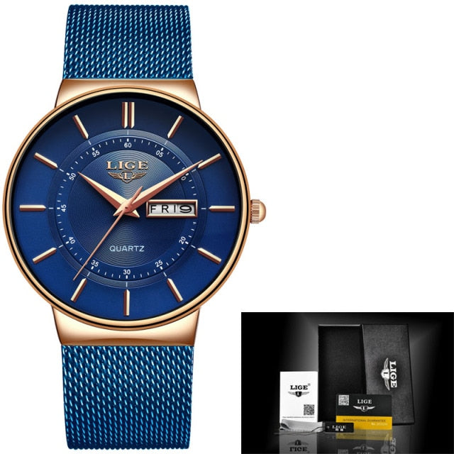 Women Watches Luxury Brand Ultra-thin Calendar Week Quartz Watch Ladies Clocks Mesh Stainless Steel Waterproof Reloj Mujer