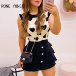 Load image into Gallery viewer, Women Print Heart Round Neck Top &amp; Skirt Set Women Sweet Suit
