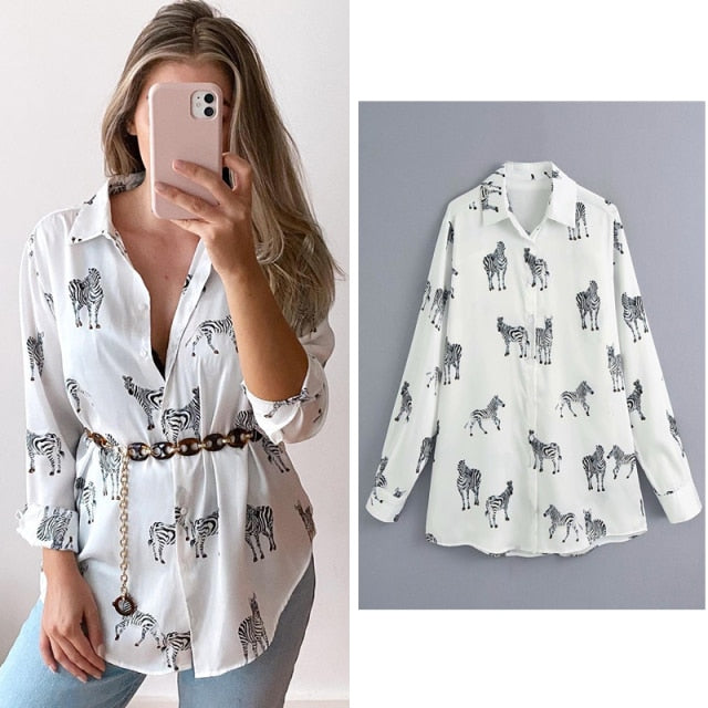 women satin blouse long sleeve zebra print shirts vintage office ladies tops femme chandails za 2020 fashion blusa de mujer ins