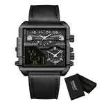 Load image into Gallery viewer, Men Watches Gold Stainless Steel Sport Square Digital Analog Big Quartz Watch
