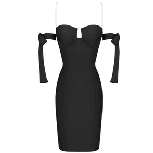 HGM Bandage Dress women's Black Bodycon Dress Ladies Off Shoulder Sexy Club Party Dress evening Outfits