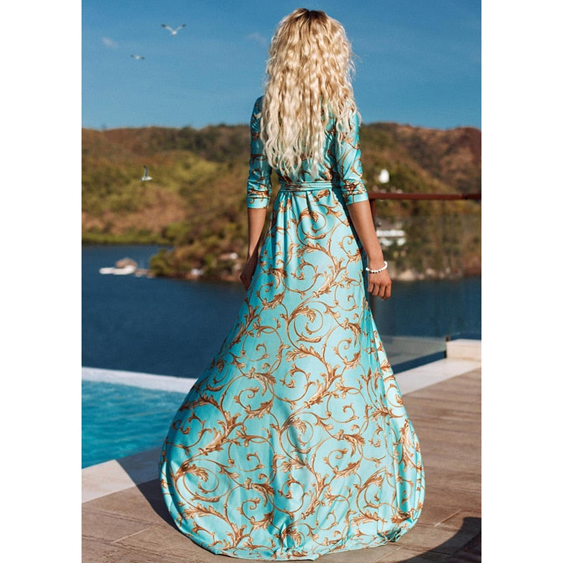 Maxi Dress Summer Dress for women long to the floor dresses Split dress robe femme