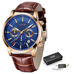 Load image into Gallery viewer, Mens Watches LIGE Top Brand Leather Chronograph Waterproof Sport Automatic Date Quartz Watch For Men Relogio Masculino
