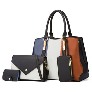 LESENUO 4-piece Set Composite Bag Fashion Handbag Luxury Casual Large Capacity Vintage PU Leather Shoulder Bag Handbag for Women