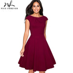Load image into Gallery viewer, Vintage Solid Color Elegant Dresses with Cap Sleeve A-Line Pinup Women Flare Swing Dress
