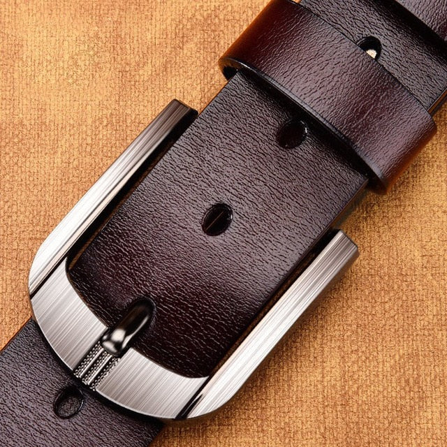 Genuine Leather For Men's High Quality Buckle Jeans Cowskin Casual Belts