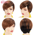 Load image into Gallery viewer, Pixie Cut Human Hair Wig Short Bob Straight Full Machine Made Ombre Blonde Burgundy Human Hair Wigs
