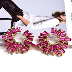 HGM Irregular Metal Colorful Crystal Earrings High-Quality Fashion Rhinestones Jewelry Accessories For Women