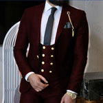 Load image into Gallery viewer, HGM Men&#39;s Suit (Blazers+Pants+Vest) Custom Made Formal Wedding Suit Solid Elegant Suits
