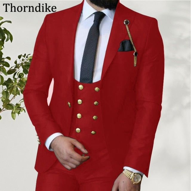 HGM Men's Suit (Blazers+Pants+Vest) Custom Made Formal Wedding Suit Solid Elegant Suits