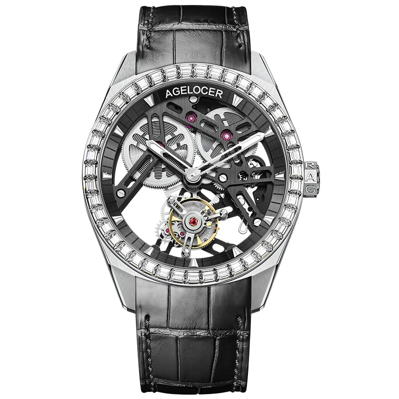 AGELOCER Tourbillon Watches Men Mechanical Watch Sapphire Power Reserve Limited Edition Skeleton Wrist Watch