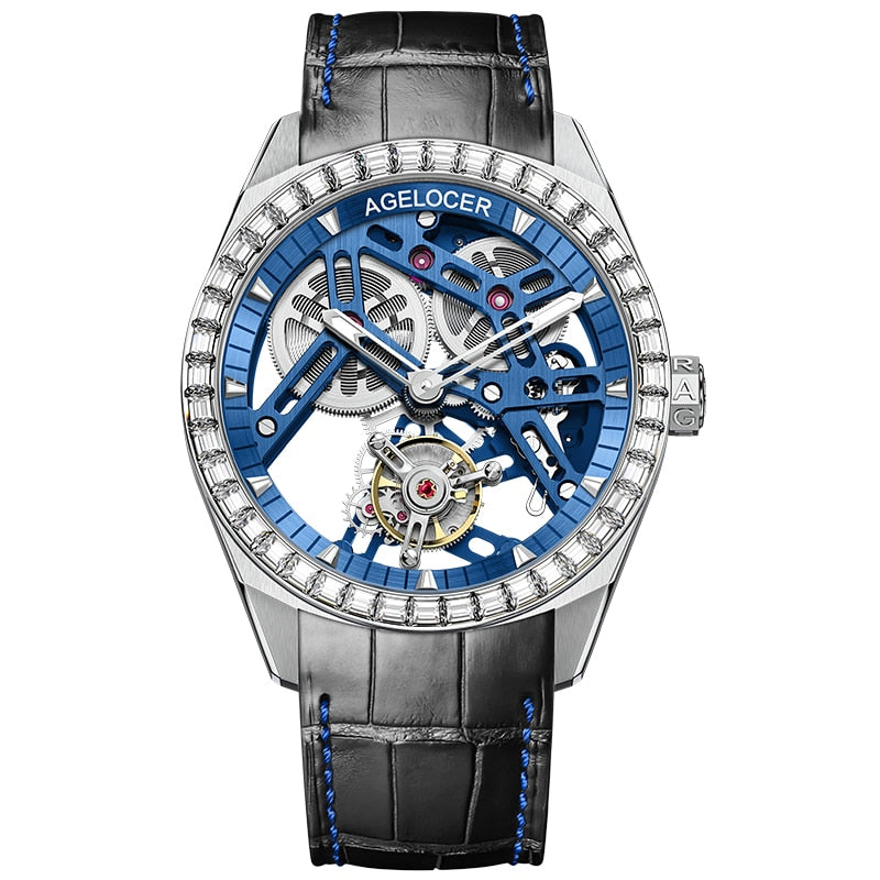 AGELOCER Tourbillon Watches Men Mechanical Watch Sapphire Power Reserve Limited Edition Skeleton Wrist Watch