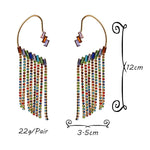 Load image into Gallery viewer, Long Colorful Crystal Chain Tassel Drop Earrings High-Quality Luxury Fashion Jewelry Accessories For Women
