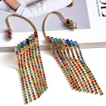 Load image into Gallery viewer, Long Colorful Crystal Chain Tassel Drop Earrings High-Quality Luxury Fashion Jewelry Accessories For Women

