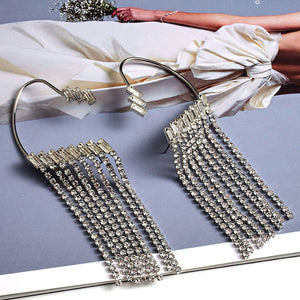 Long Colorful Crystal Chain Tassel Drop Earrings High-Quality Luxury Fashion Jewelry Accessories For Women