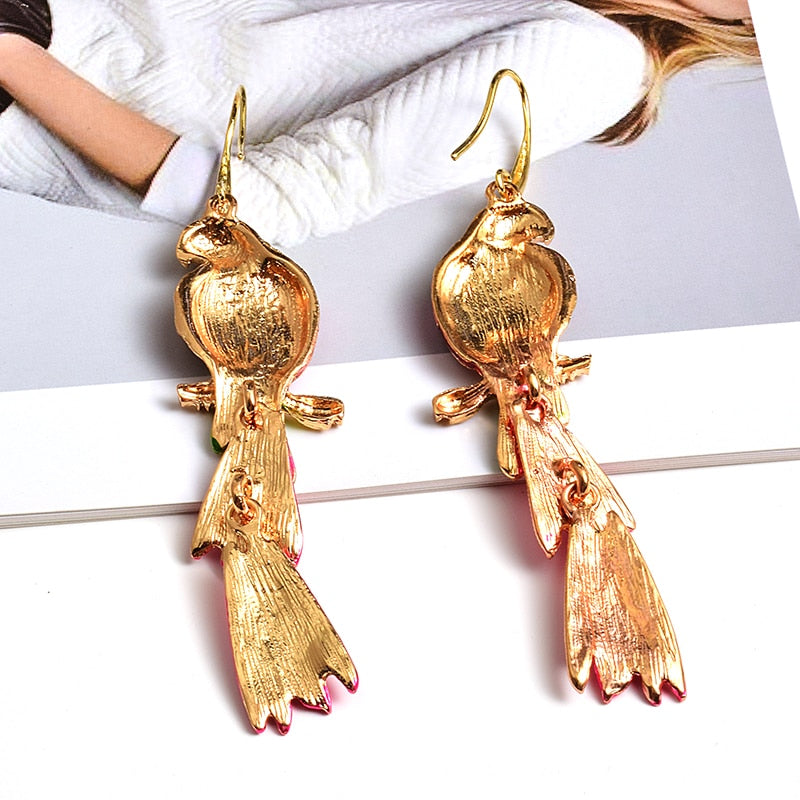Long Bird-Shaped Earring High-quality Colorful Crystals Drop Earrings Fashion Jewelry Accessories For Women