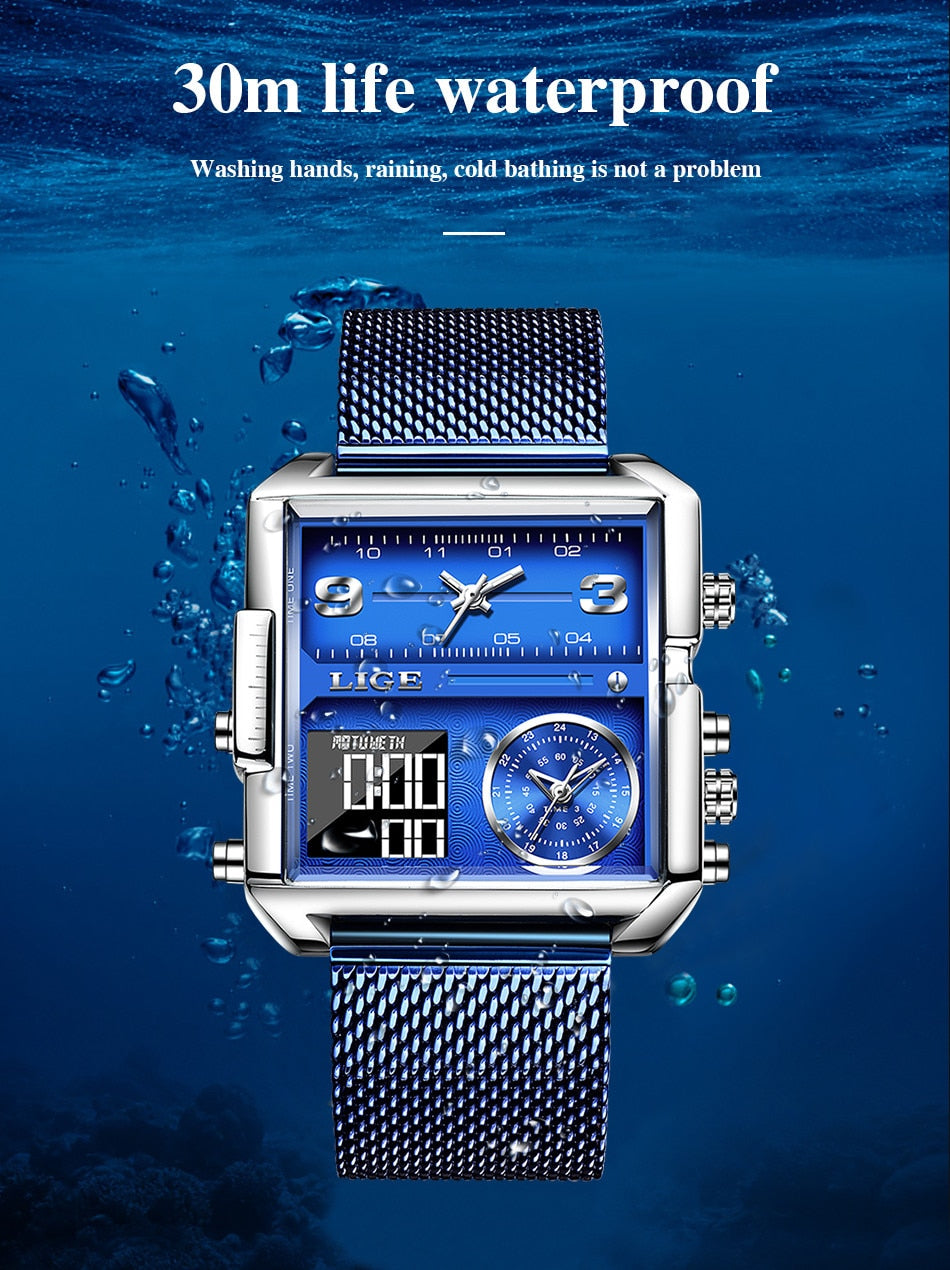 HGM LIGE Luxury Men Quartz Digital Watch Creative Sport Watches Male Waterproof Wristwatch Montre Homme Clock Relogio Masculino+box