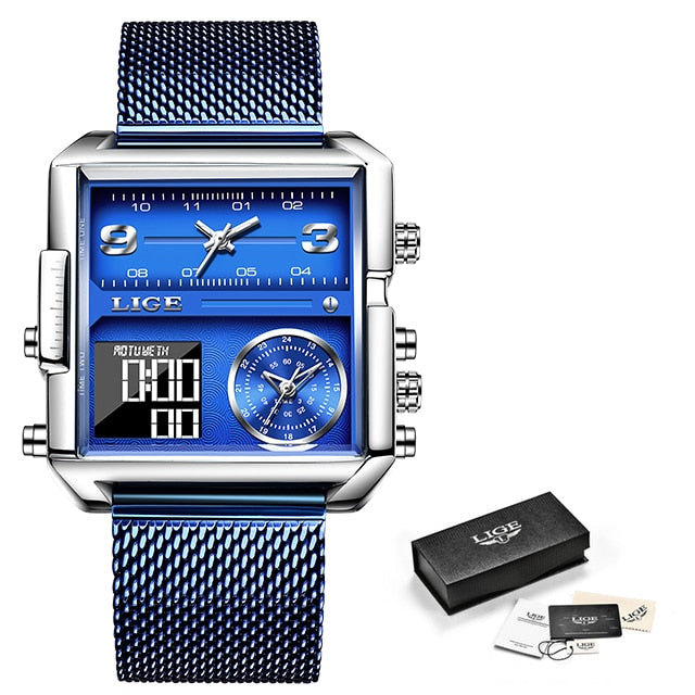 HGM LIGE Luxury Men Quartz Digital Watch Creative Sport Watches Male Waterproof Wristwatch Montre Homme Clock Relogio Masculino+box