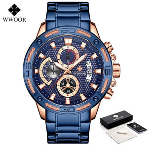 Top Brand Luxury Gold Stainless Steel Quartz Watch Men Waterproof Sport Chronograph Relogio Masculino