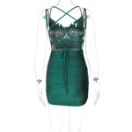 Load image into Gallery viewer, Solid Ruched Women Strap Mini Dress Lace Up Backless Bodycon Bandage Party Elegant wears
