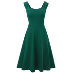 Load image into Gallery viewer, New Summer Solid Color Retro Sun Dresses Party Flare Swing Women Dress
