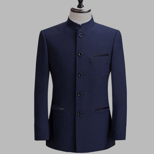 Chinese Style Stand Collar Business Casual Wedding Slim Fit Blazer Men Casual Suit Jacket