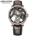 Cargar imagen en el visor de la galería, AGELOCER Original Tourbillon Watch Men Power Reserve 80 Top Brand Luxury Skeleton Sapphire Clock
