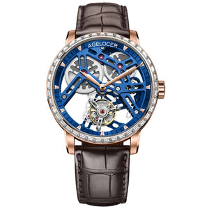 AGELOCER Original Tourbillon Watch Men Power Reserve 80 Top Brand Luxury Skeleton Sapphire Clock