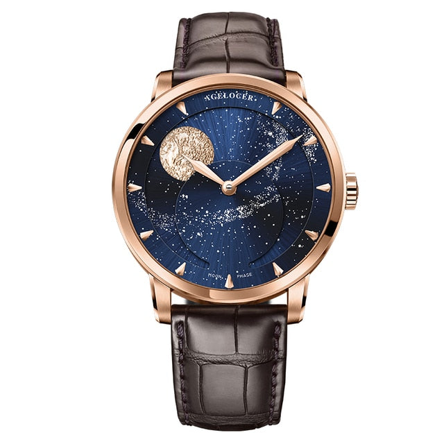 AGELOCER New Luxury Moon phase Men's Mechanical Watches with Sapphire Crystal Power Reserve Automatic Watch