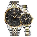 Load image into Gallery viewer, HGM Luxury Gold Couple Watches Pair Men Women Automatic Mechanical Brand Rhinestone for Lovers Fashion Waterproof Sports Steel Box
