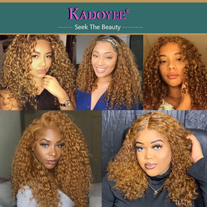 HGM Short Curly Honey Blonde Bob Wig Lace Front Human Hair Wigs For Women Color Brazilian Kinky Curly Lace Closure Frontal Wigs