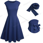 Load image into Gallery viewer, Women Vintage Pure Color Dresses Cocktail Wedding Party Elegant Flare Dress
