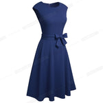 Load image into Gallery viewer, Women Vintage Pure Color Dresses Cocktail Wedding Party Elegant Flare Dress
