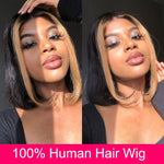 Load image into Gallery viewer, Straight Lace Front Wig Ombre Colored Full Hd 13x1 Frontal Wigs For Women Brazilian Short Wig Highlight Wig Human Hair
