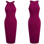 Load image into Gallery viewer, Women Elegant Pure Color Sexy Halter Dresses Cocktail Party Vintage Bodycon Sheath Dress
