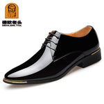 Load image into Gallery viewer, Men&#39;s Quality Patent Leather Shoes White Wedding Shoes Black Leather Soft Man Dress Shoes
