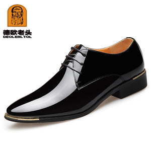Men's Quality Patent Leather Shoes White Wedding Shoes Black Leather Soft Man Dress Shoes