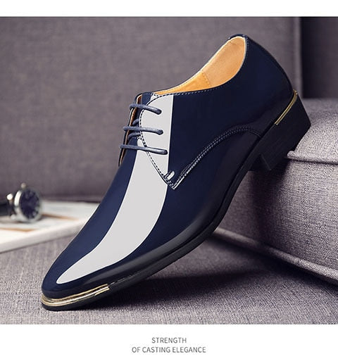 Men's Quality Patent Leather Shoes White Wedding Shoes Black Leather Soft Man Dress Shoes