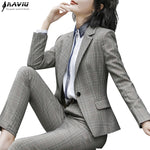 Load image into Gallery viewer, HGM High Quality Fashion Plaid Suits Women New Business Long Sleeve Blazer and Trousers Office Ladies Work Wear
