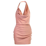 Load image into Gallery viewer, Pink Halter Neck Sexy Satin Dress Women Elegant Backless Silk Party Mini Dresses Casual Short Dress
