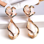 Load image into Gallery viewer, New Colorful Rhinestone Big Pearl Drop Earrings Fine Jewelry Accessories For Women Fashion Trend
