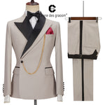 Load image into Gallery viewer, HGM Designer Men Suits Tailor-Made Tuxedo 2 Pieces Blazer Wedding Party Singer Groom Costume Homme Khaki
