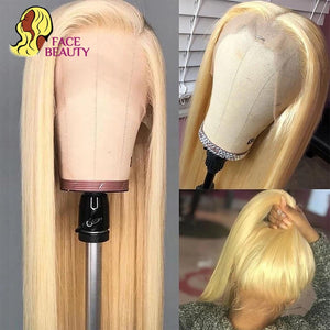 Frontal Wig Long Pre Plucked Brazilian Remy Blonde Lace Front Straight Human Hair Wigs For Wome