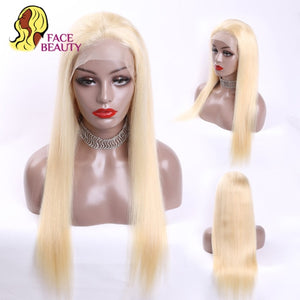 Frontal Wig Long Pre Plucked Brazilian Remy Blonde Lace Front Straight Human Hair Wigs For Wome